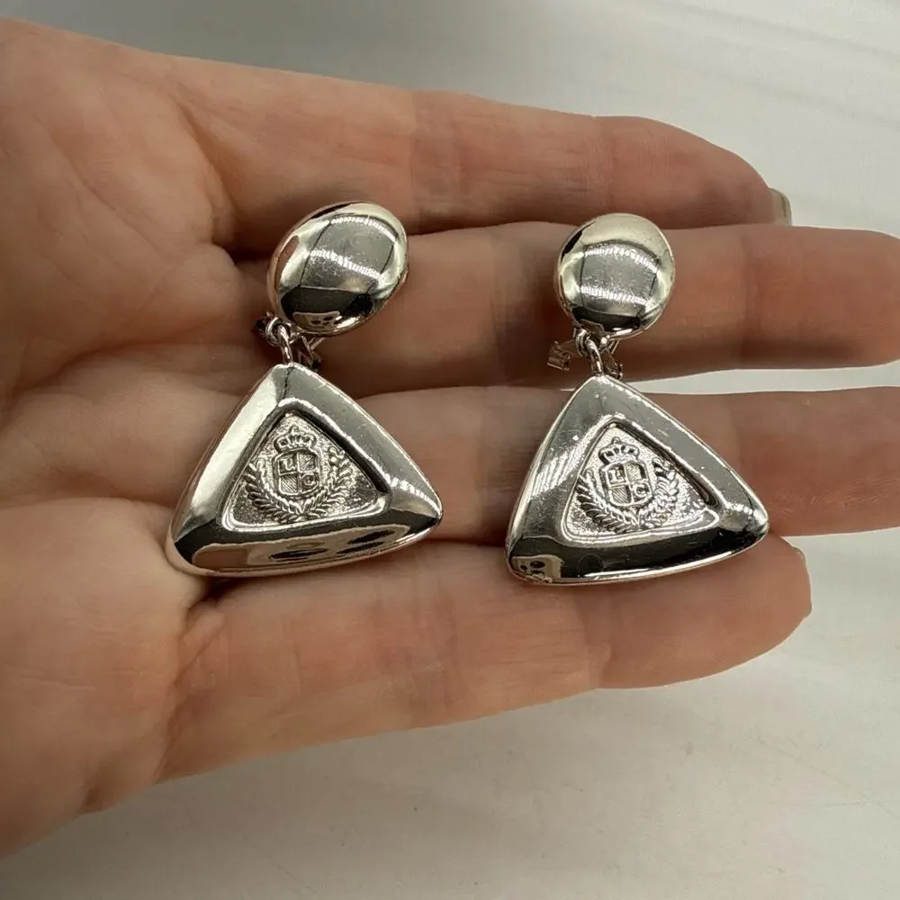 Vintage Liz Claiborne XCI Clip-on Dangle Earrings Silver from the 1990s SKU0101